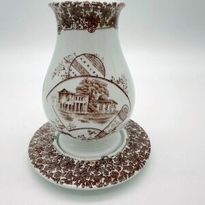 Copeland Ironstone Brown Transferware Toothbrush Holder Landscape 6"